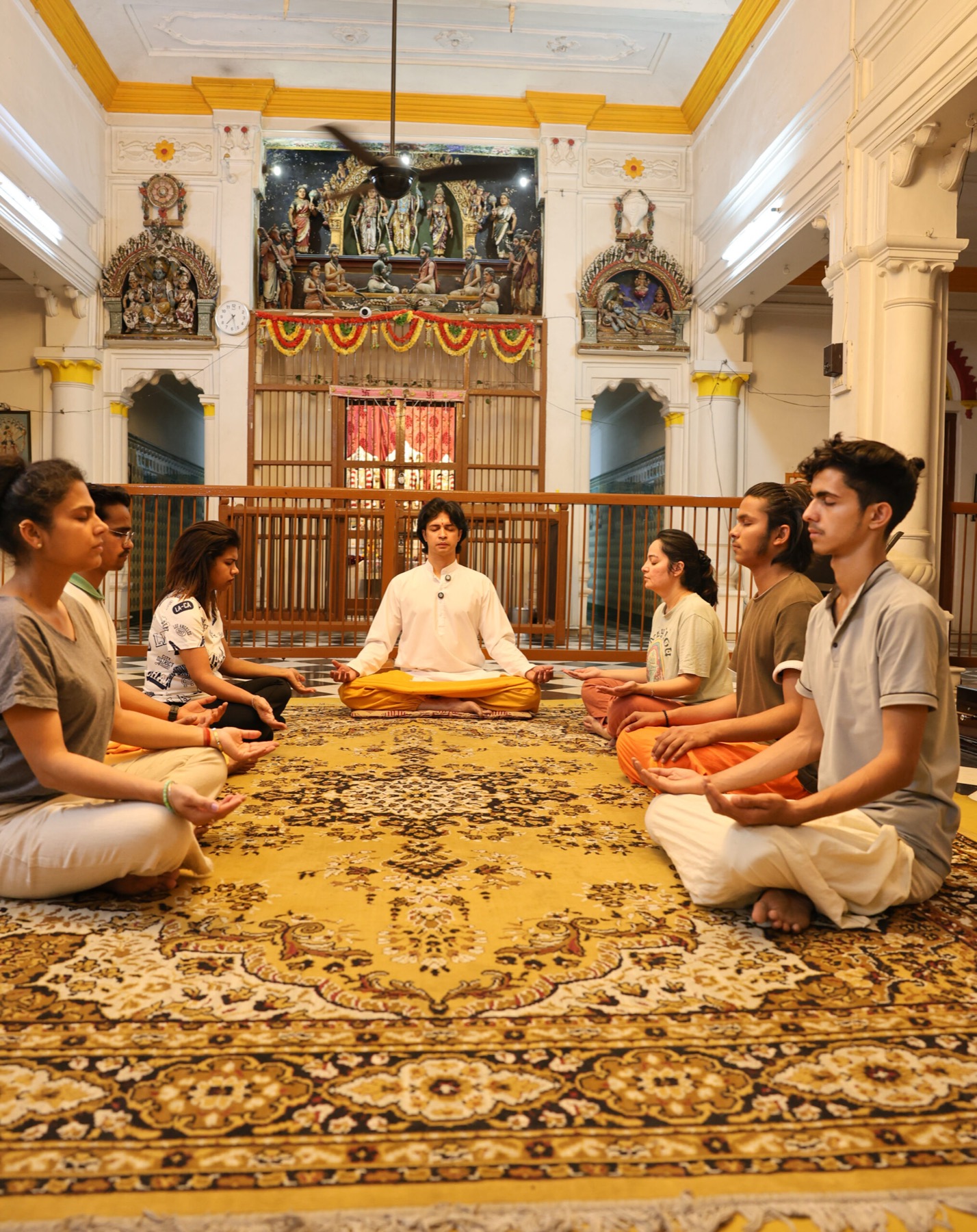 Meditation in the temple at the Parasha ashram, Rishikesh