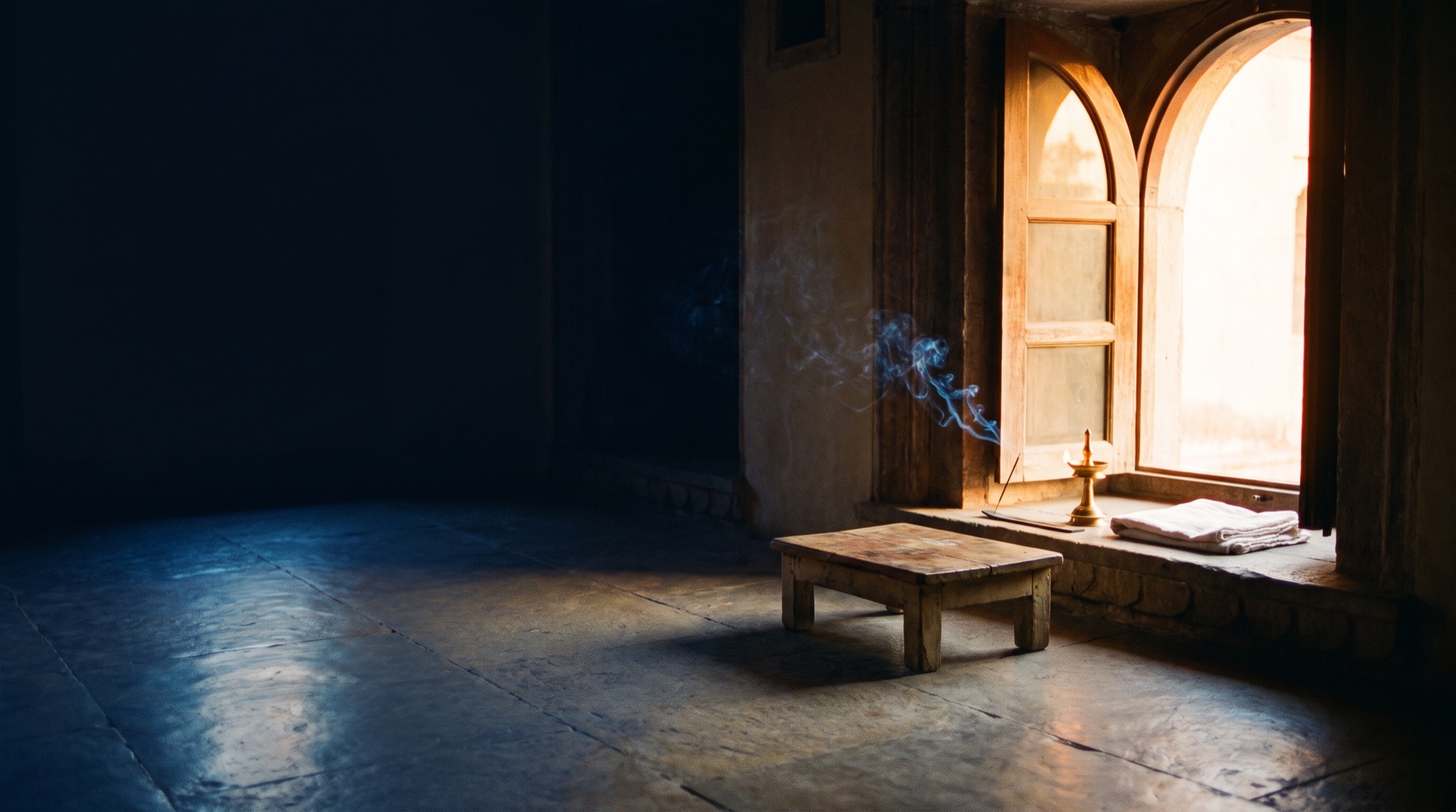 An advanced practitioner in seated pranayama with breath retention